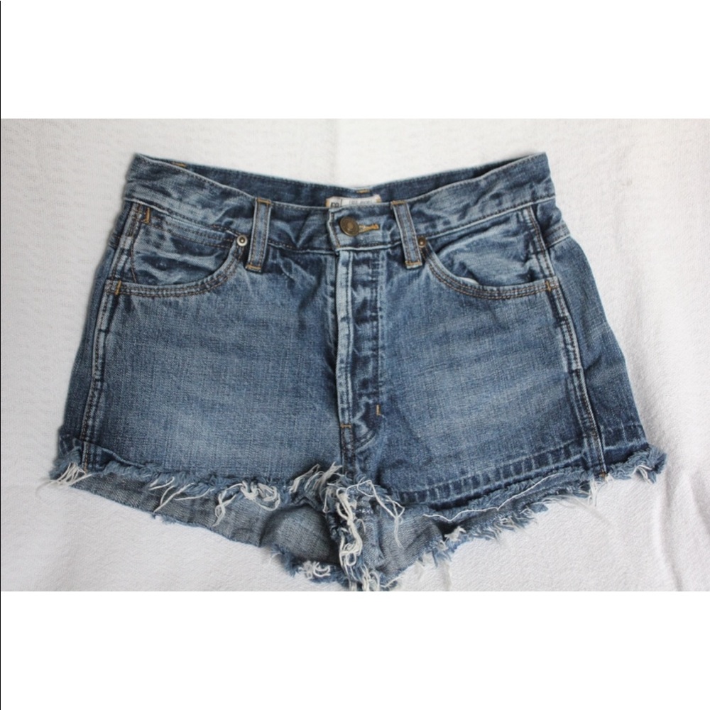 Free People Raw Hem Denim Shorts - 5 button fly